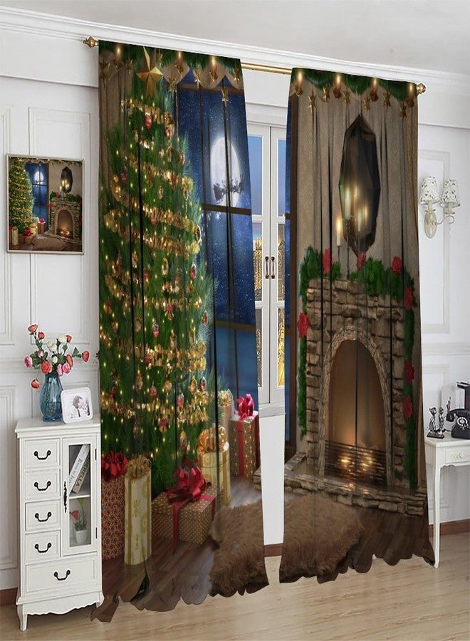 KANEPE Christmas Curtains, Christmas Decoration Tree Santa Claus Elk Pattern Window Treatments, Rod Pocket Thermal Insulated Drapes 2 Panel Sets for Bedroom Living Room 42" W X 45" L【Decor】 - Image 4